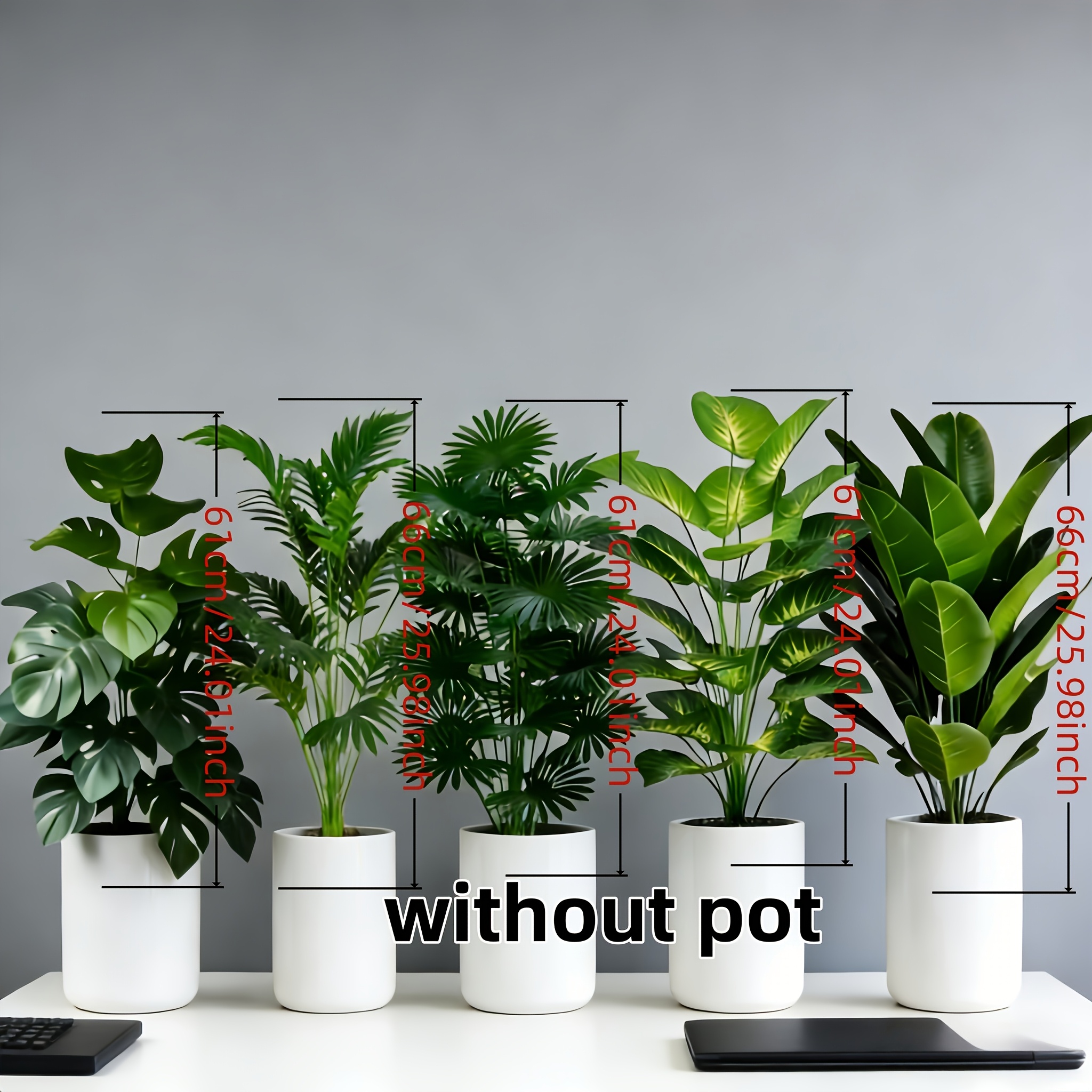 Image of 5pcs Artificial - Monstera And Palm Bird Of Paradise, Suitable For Outdoor Use - Maintenance-free Broadleaf Rainforest Decorative Trees, Indoor/outdoor Potted Planting