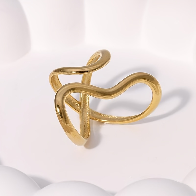 1pc Asymmetrical Adjustable Open Stainless Steel Ring, Suitable For Women For Daily Wear/parties