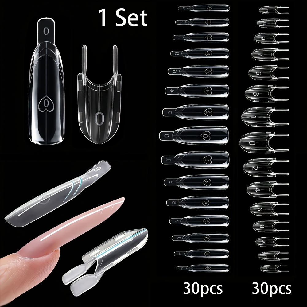 TEMU Rocket Sandwich Double-sided Interlayer Nail Mold, Multiple Sets (1 Set, 3 Sets, 5 Sets), No Gel Stacking, No Deformation, 15 Sizes, Nail , Home