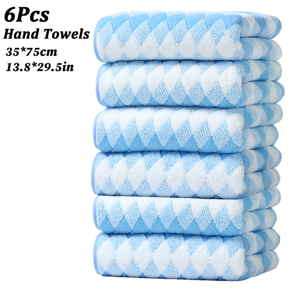 6pcs Hand Towels Sets, Microfiber Material Diamond Lattice Pattern Is Soft And Comfortable, Absorption, Suitable For Bathroom Shower, Hotel, Sauna, Optional