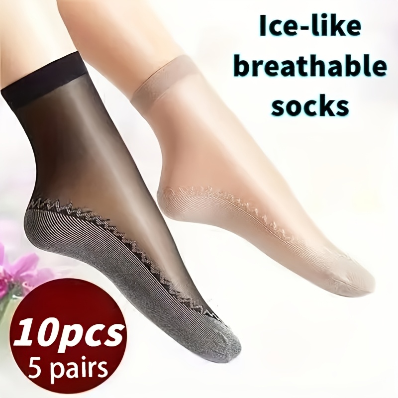 10pcs 5 pairs of ice breathable socks for women spring summer autumn short socks sweat absorption non slip  