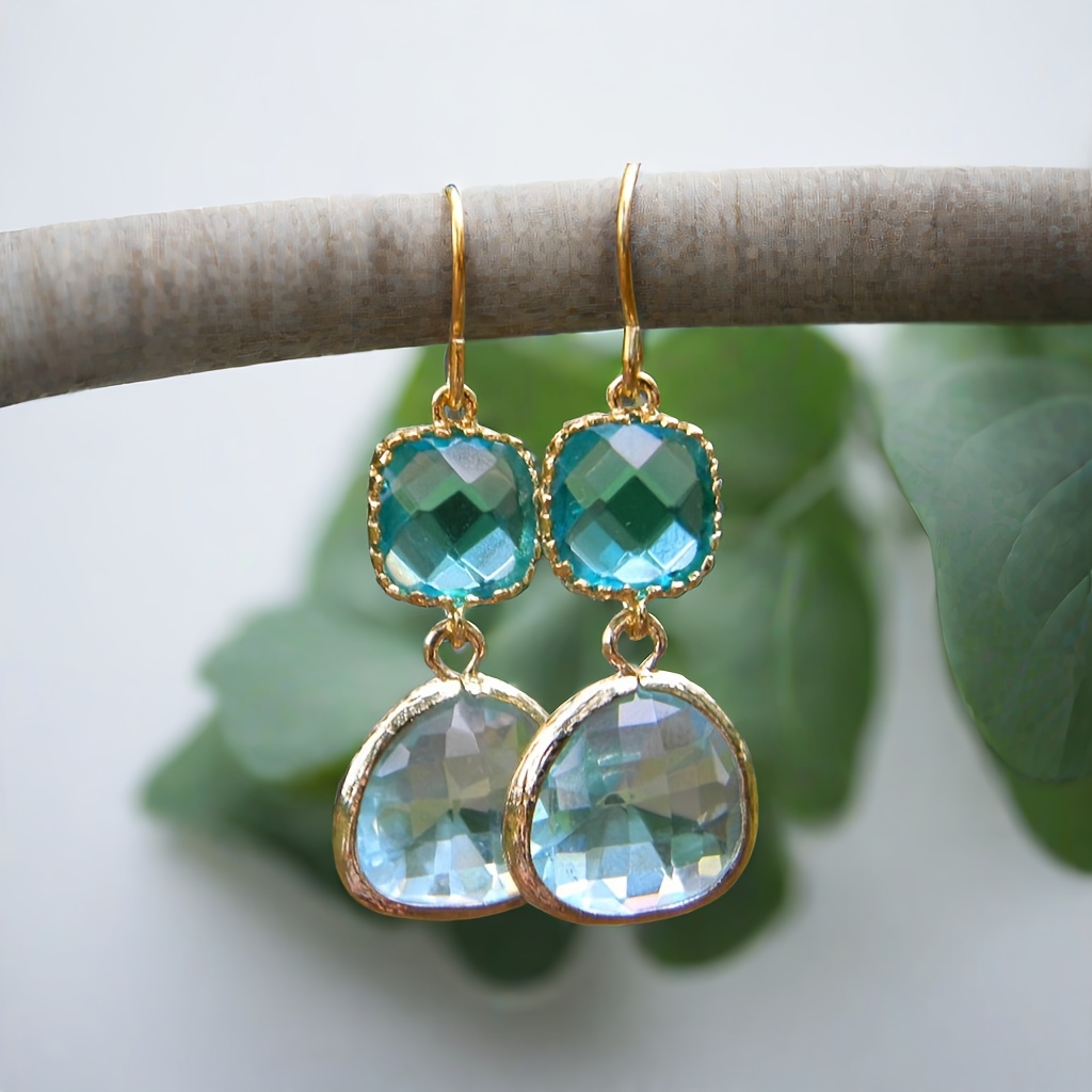 

Chic Lake Blue & Sea Glass Green Dangle Earrings - Perfect Bridesmaid Gift, Ocean-inspired Fashion For Women