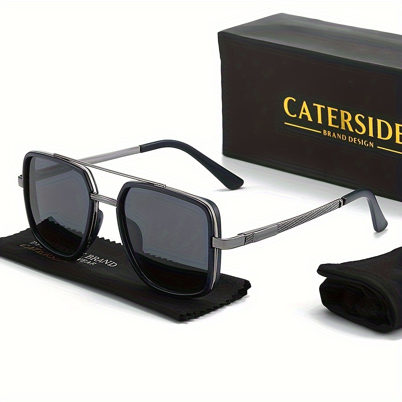 Fashion Men's Aviator Polarized Sunglasses, Square Tac Lens Sunglasses, Outdoor Sports Vacation Travel Driving Fishing Glasses, Photo Props, Ideal
