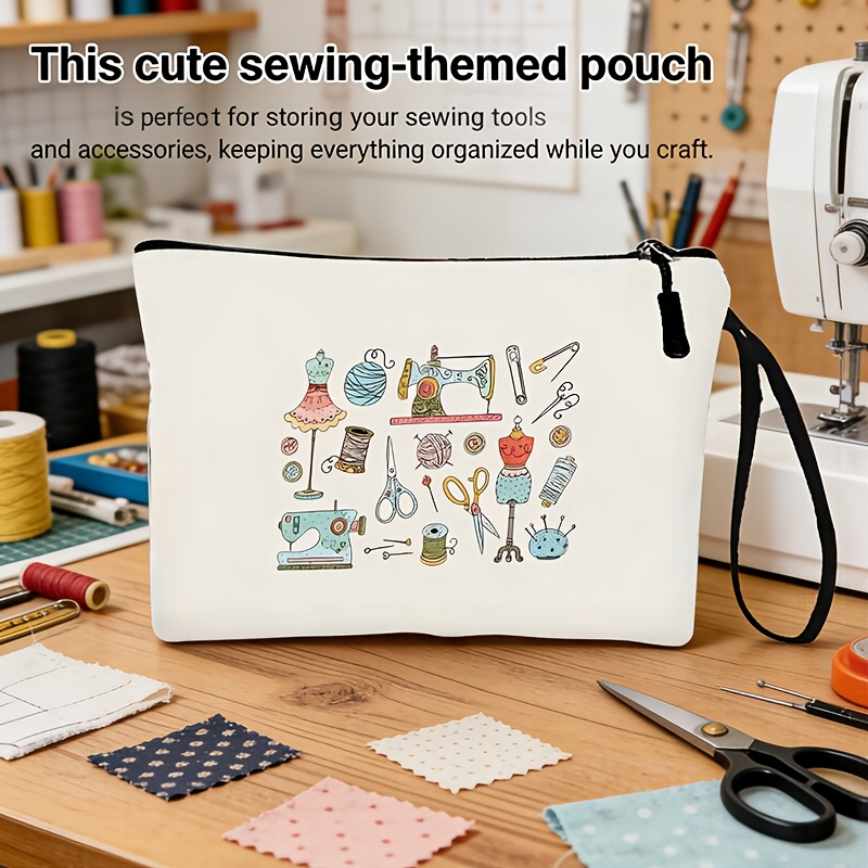 Image of An Interesting Sewing Makeup Bag, A Gift For A Sewing Machine, A Zipper Pouch For Sewing Tools, An Outdoor Travel Storage Bag, Kit For Female , And A Toiletry Bag For Makeup Gifts For Girls