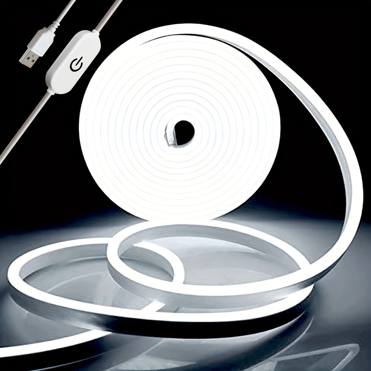 Flexible LED Neon Strip Light, 1M/3M/5M, USB Powered, Touch Control, Portable Corner Lamp for Home Decor, Reading, Mirror, TV Background, Halloween, Christmas, Birthday Party Atmosphere Lighting