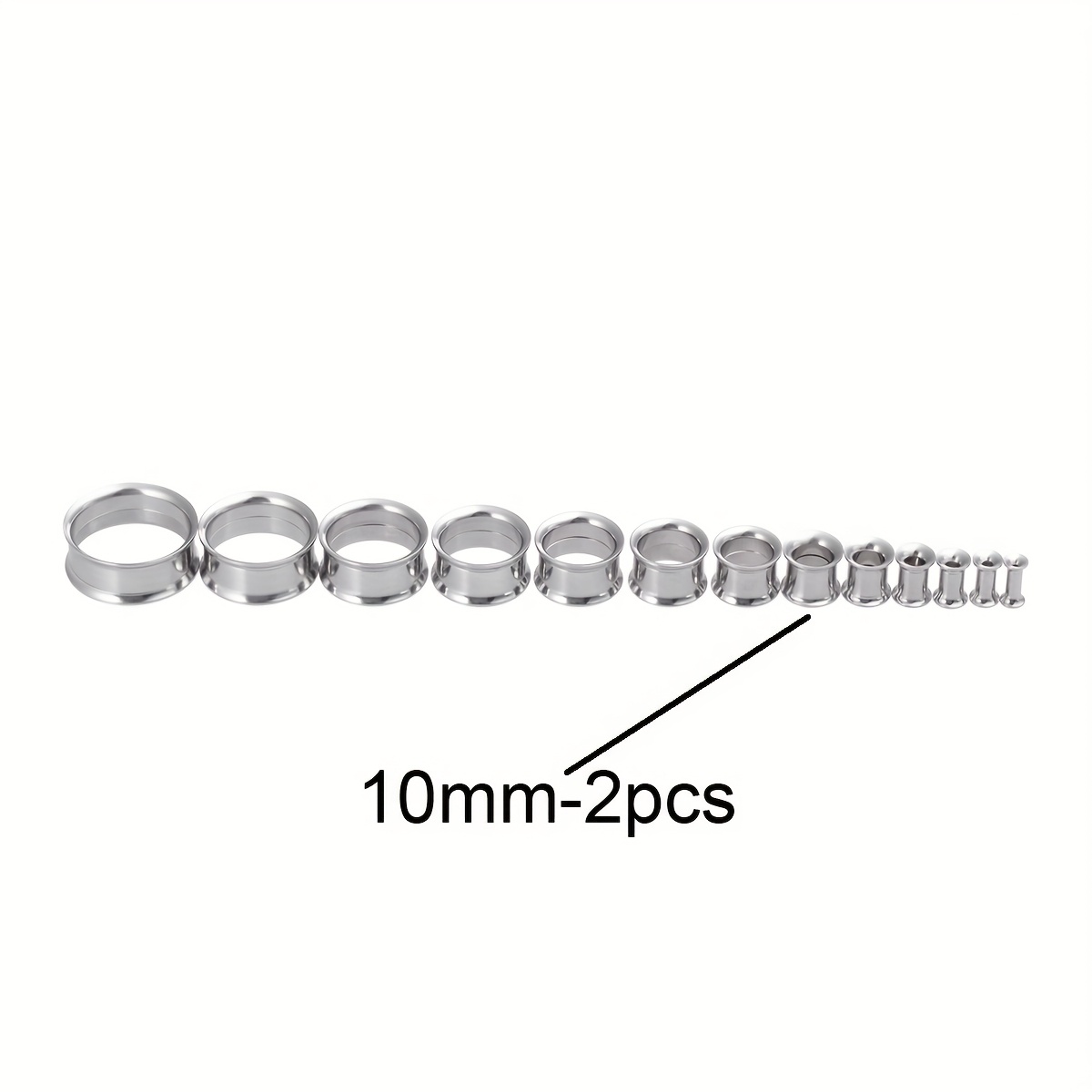 2pcs 3mm-225mm Stainless Steel Double Flared Flesh Tunnel Soft Ear Plugs Ear Gauges Expander Stretcher Earlets Piercing