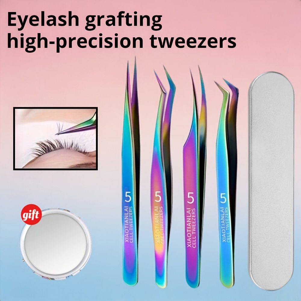 Gradient Eyelash Extension Tweezers Set, Made Of Precision Stainless Steel, Same As Used In Beauty Salons