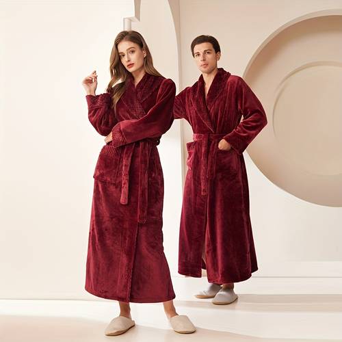 1pc long flannel bathrobe bath towel extended plush thickened adult bathrobe bath towel for guesthouses hotels spa beauty salons flannel bathrobe bath towel absorbent and quick drying loose fit multiple colors