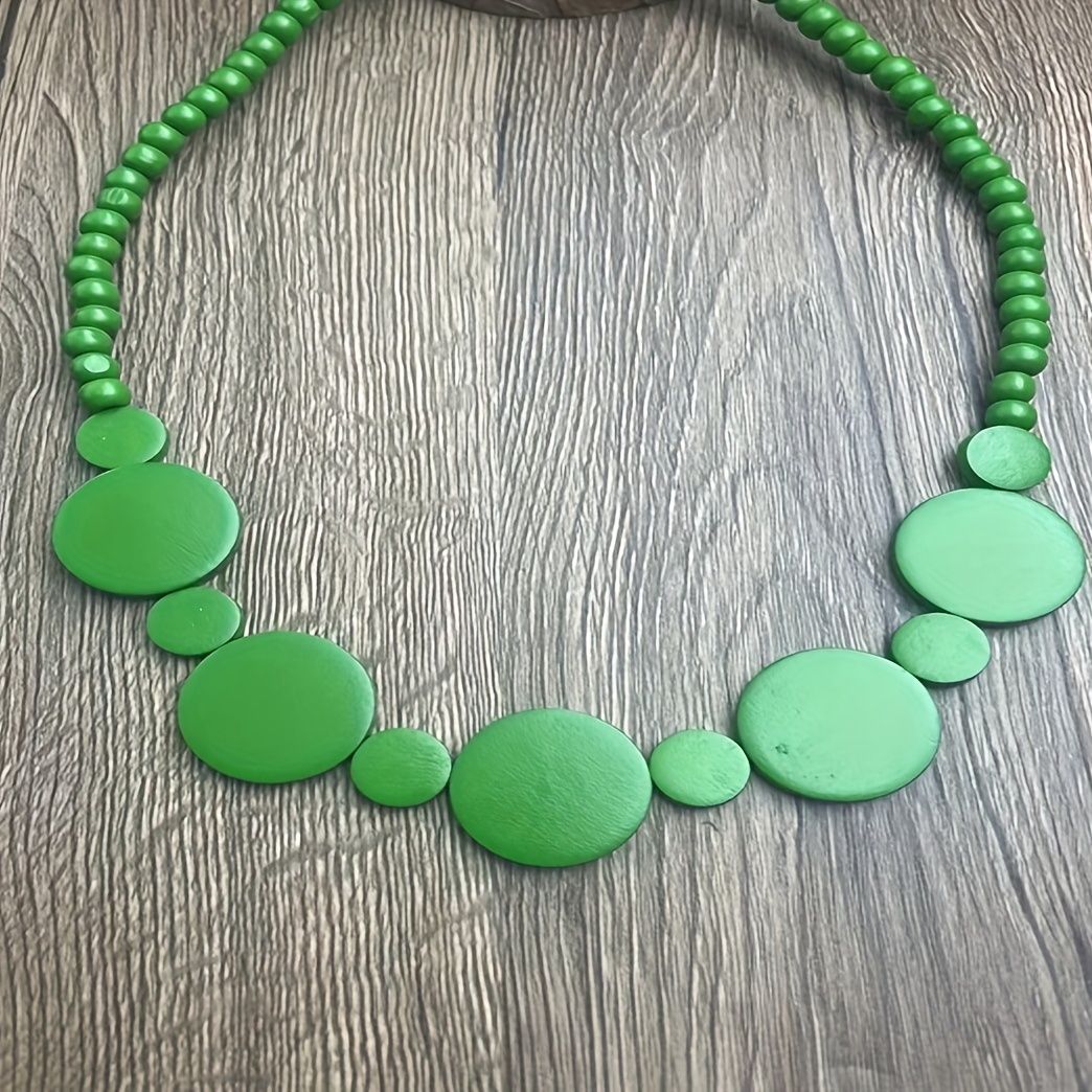 Image of Natural Wood Bohemian Multicolor Elastic Hand- Necklace With Wood Beads Suitable For Travel, Parties & Casual Attire - Elastic For Stretch, , (no Synthetic Beads), For Teenager