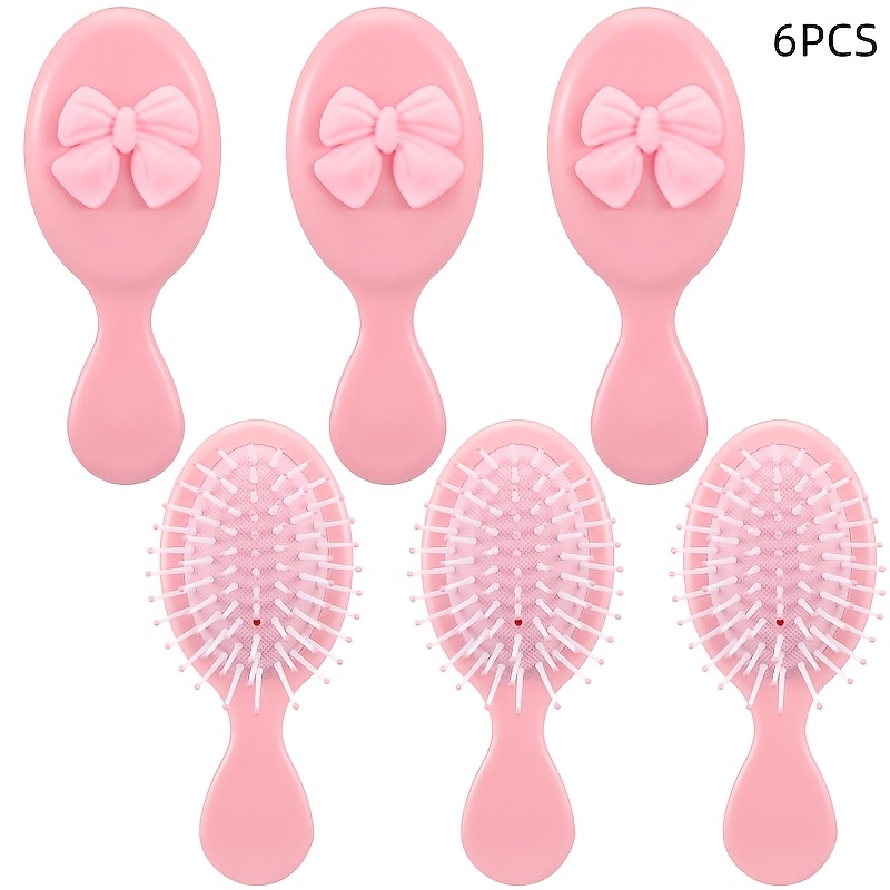 TEMU Wholesale Of 6 Mini Hair Combs With Bow, Travel Detangling Brush, Small Hair Comb, Suitable For Dry And Wet Hair, Women's Christmas Gift,