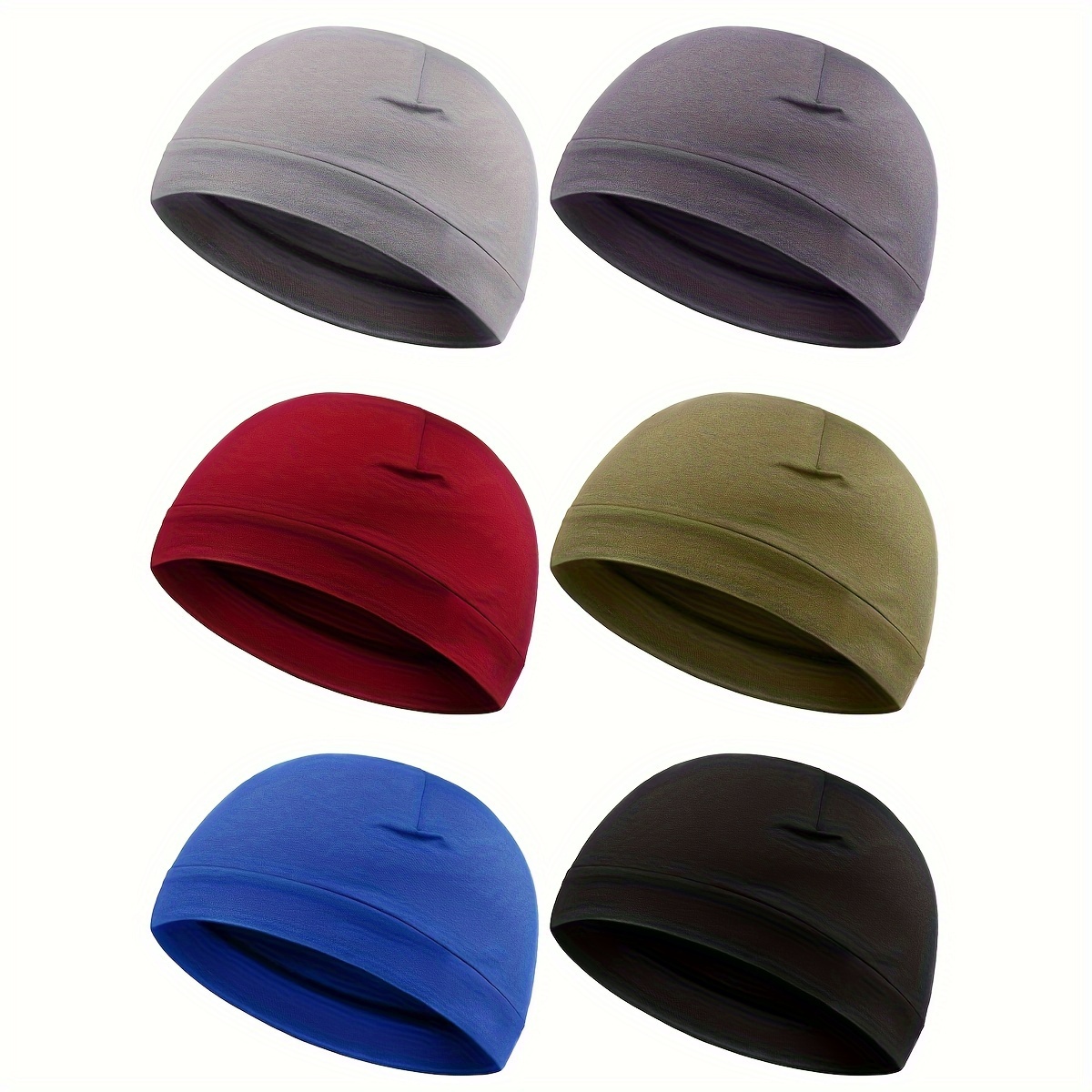 

6 Pieces Men Skull Caps Cotton Beanies Sleep Hats Multifunctional Helmet Liner Cap For Men And Women