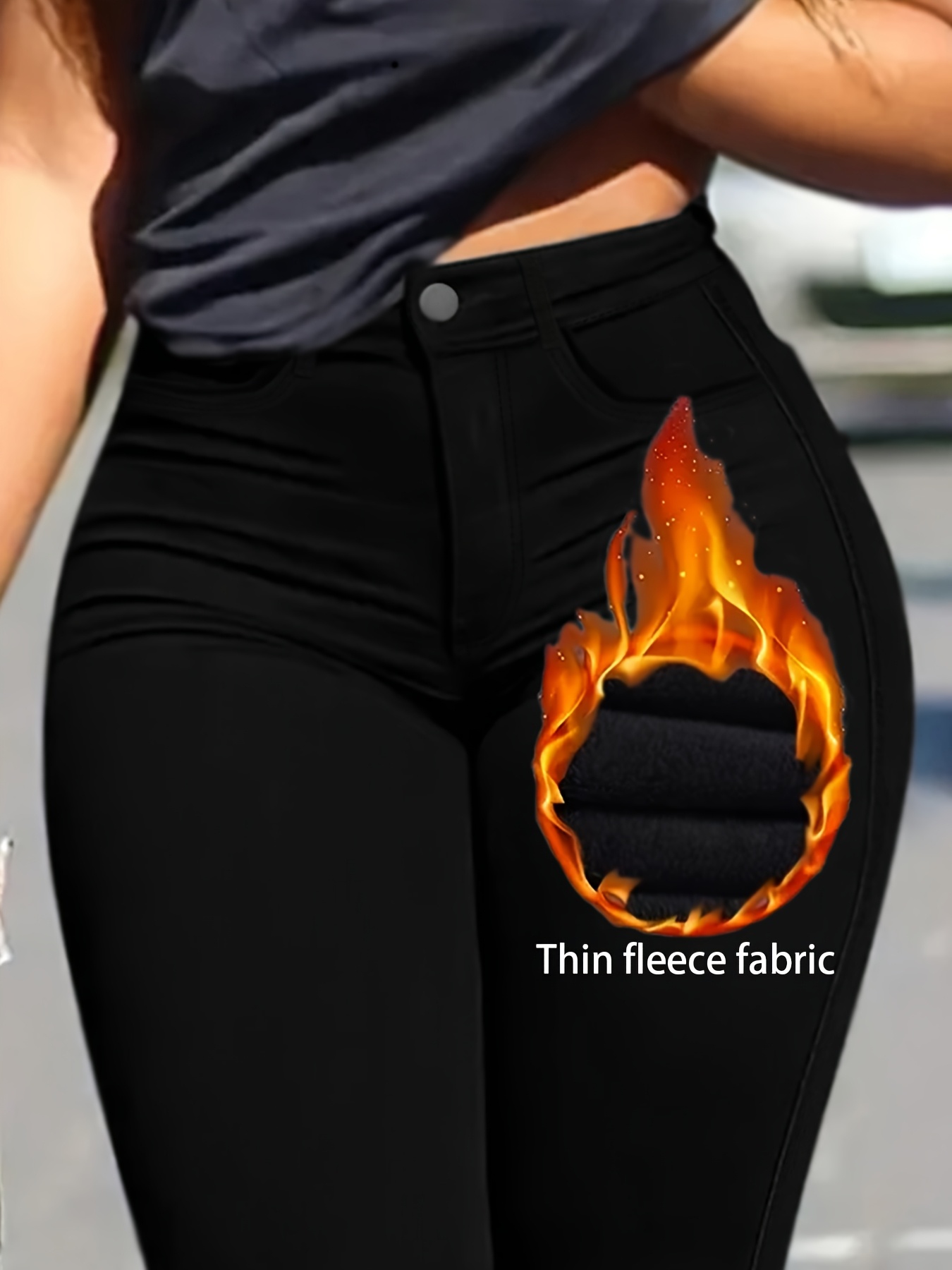 women's plus size fleece lined jeans fit Temu United Arab Emirates