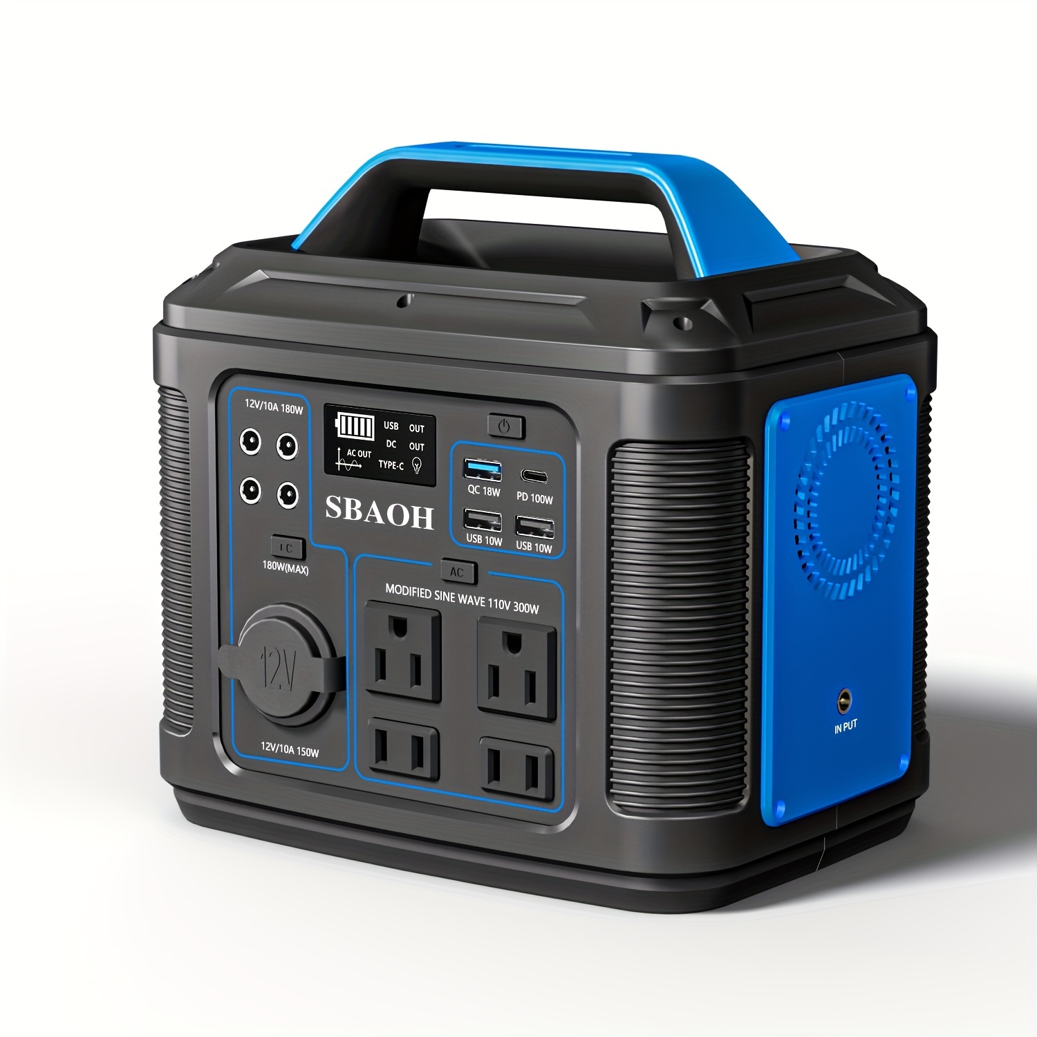 

Portable Power Station, 300w 296wh Solar Generator / 110v Ac Outlets/ And Led Flashlight, Lithium Battery Backup For Home Camping Blackout Blue