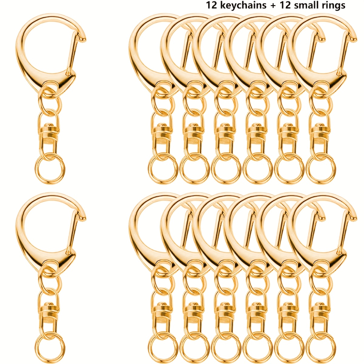 TEMU 12sets (12pcs Keychains And 12pcs Small Rings) Quick-release Hook Key Additions, Key Chain Rings For Lanyard Crafts, Metal Key Rings With Chain,