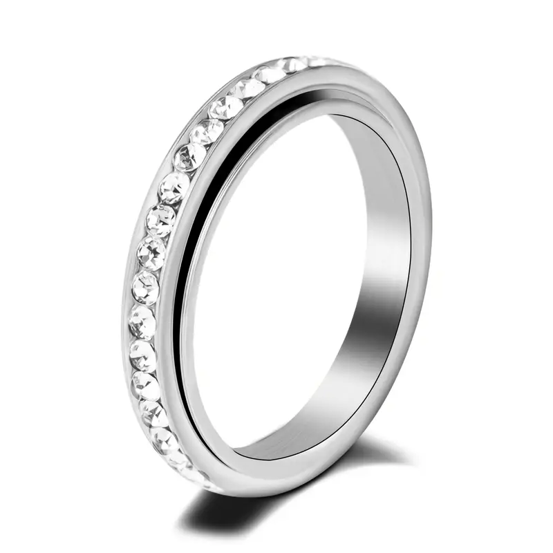1pc rotating spin ring spinning motion jewelry minimalist everyday party ring for women men durable metallic ideal gift for birthdays anniversaries formal events year round accessory versatile fashion piece intricate shimmering stones Product details 2