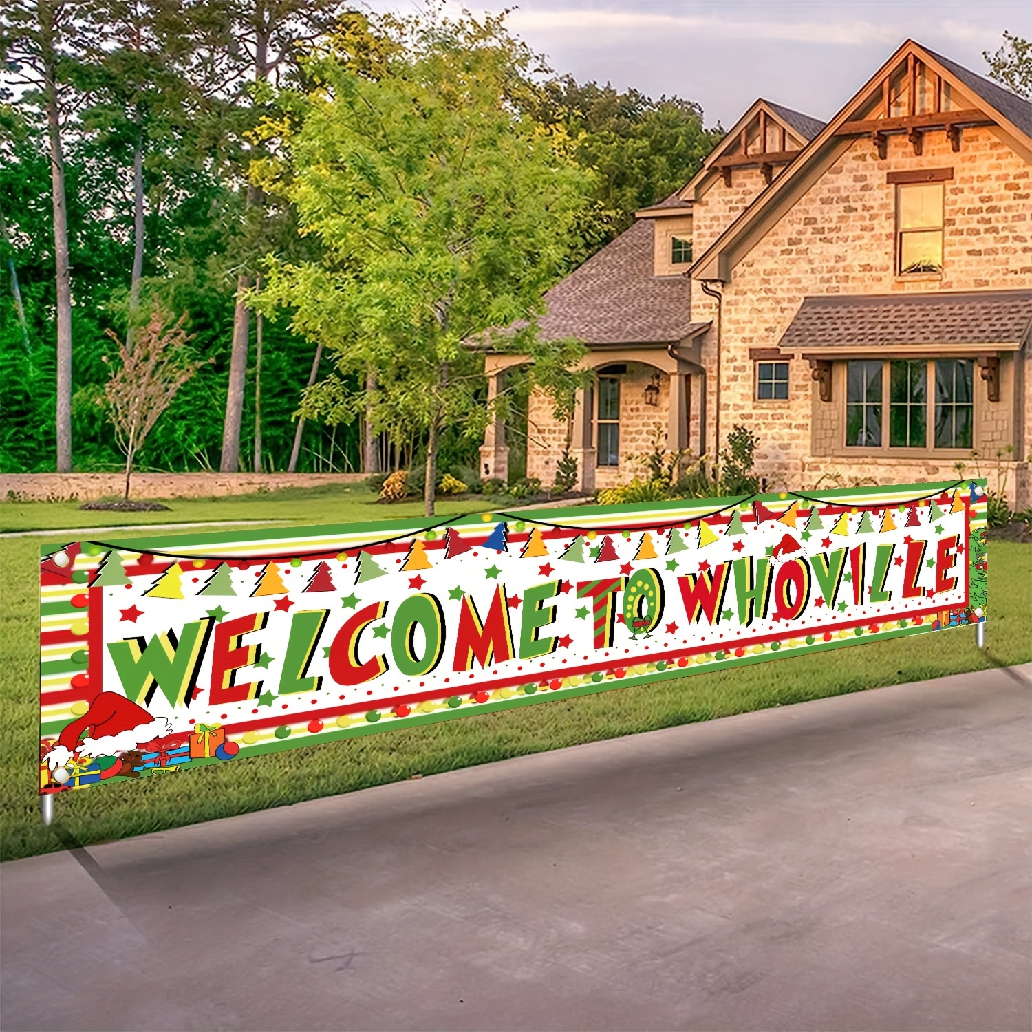 

Welcome Banner - Holiday Festive Polyester Entryway Decor For Christmas & New Year Celebrations