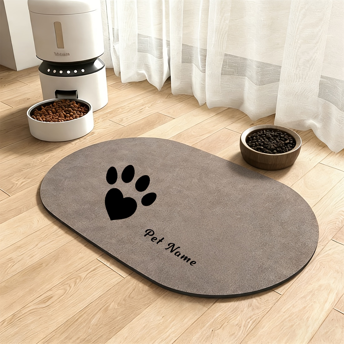 Customized Pet Feeding Mats with Paw Print Design