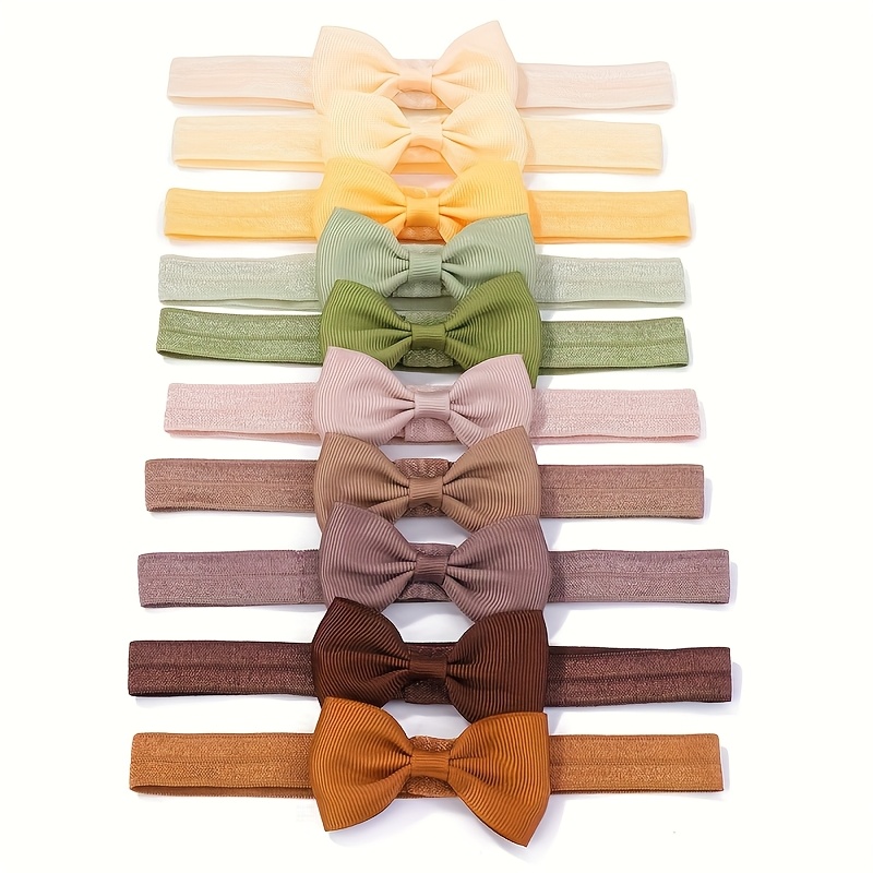 TEMU 10pcs Set Morandi Color High-elastic Bow Hairband Classic Versatile Hair Additions