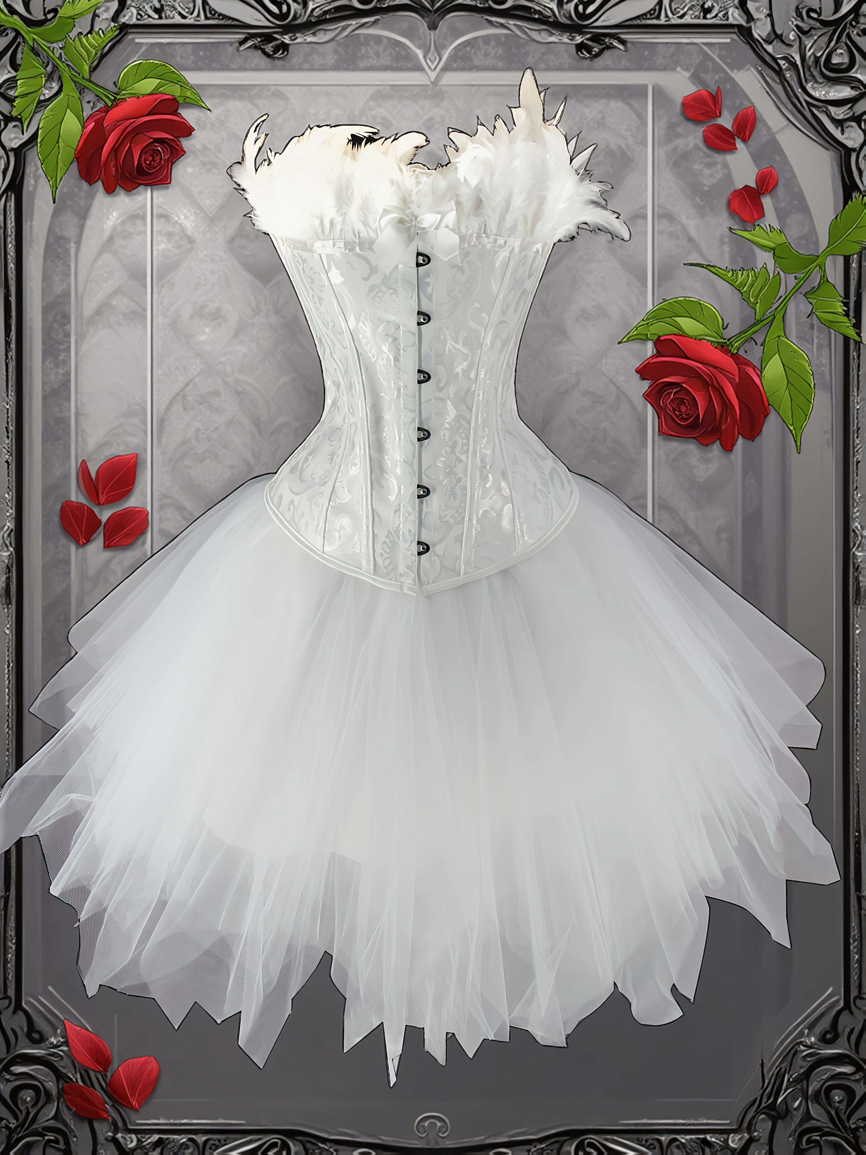 gothic style corset tulle tutu skirt set halloween swan Temu Ireland