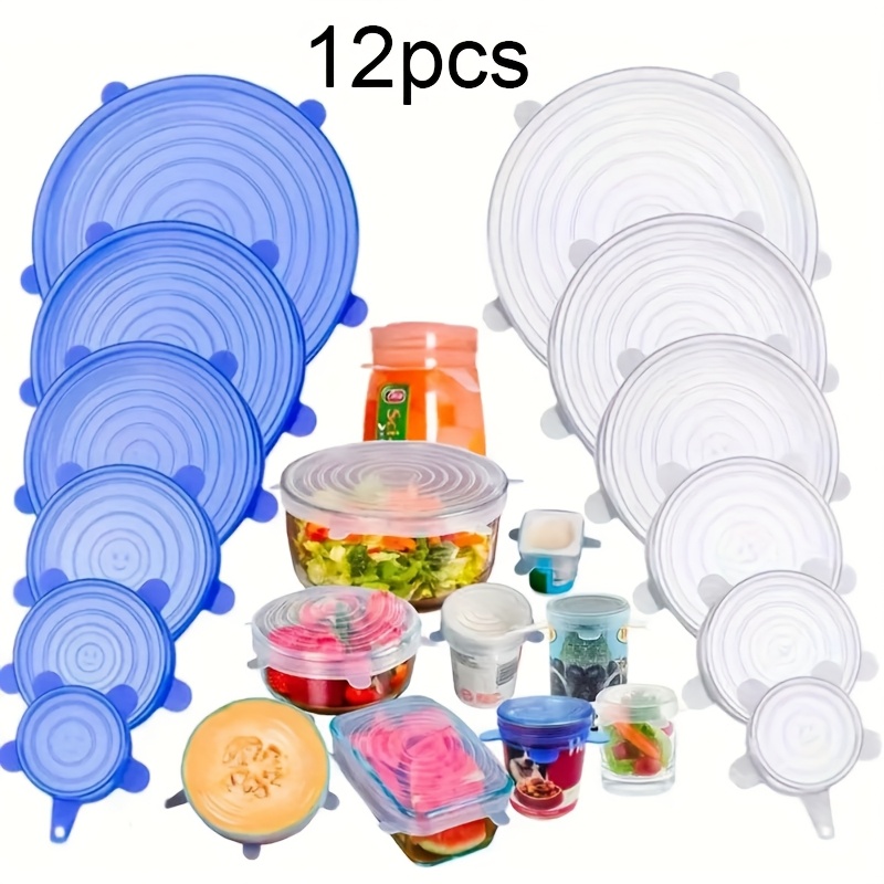 TEMU Of 12 Flexible Silicone Covers For Bowls, Designed To Store Food With An Airtight And Leakproof Seal. Multi-sized Lids Fit Most Bowls, Making