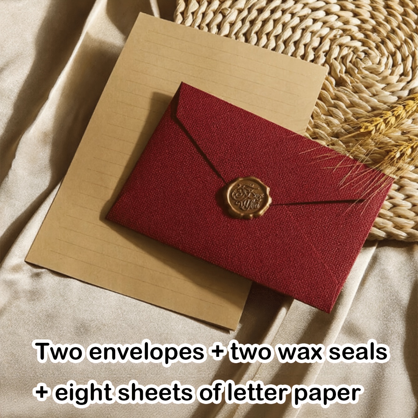 TEMU Set da 12 pezzi �� Buste e carta da lettere con texture lino, /cartoline stile vintage, sigillati con ceralacca, Buste per aziendale, Carta per