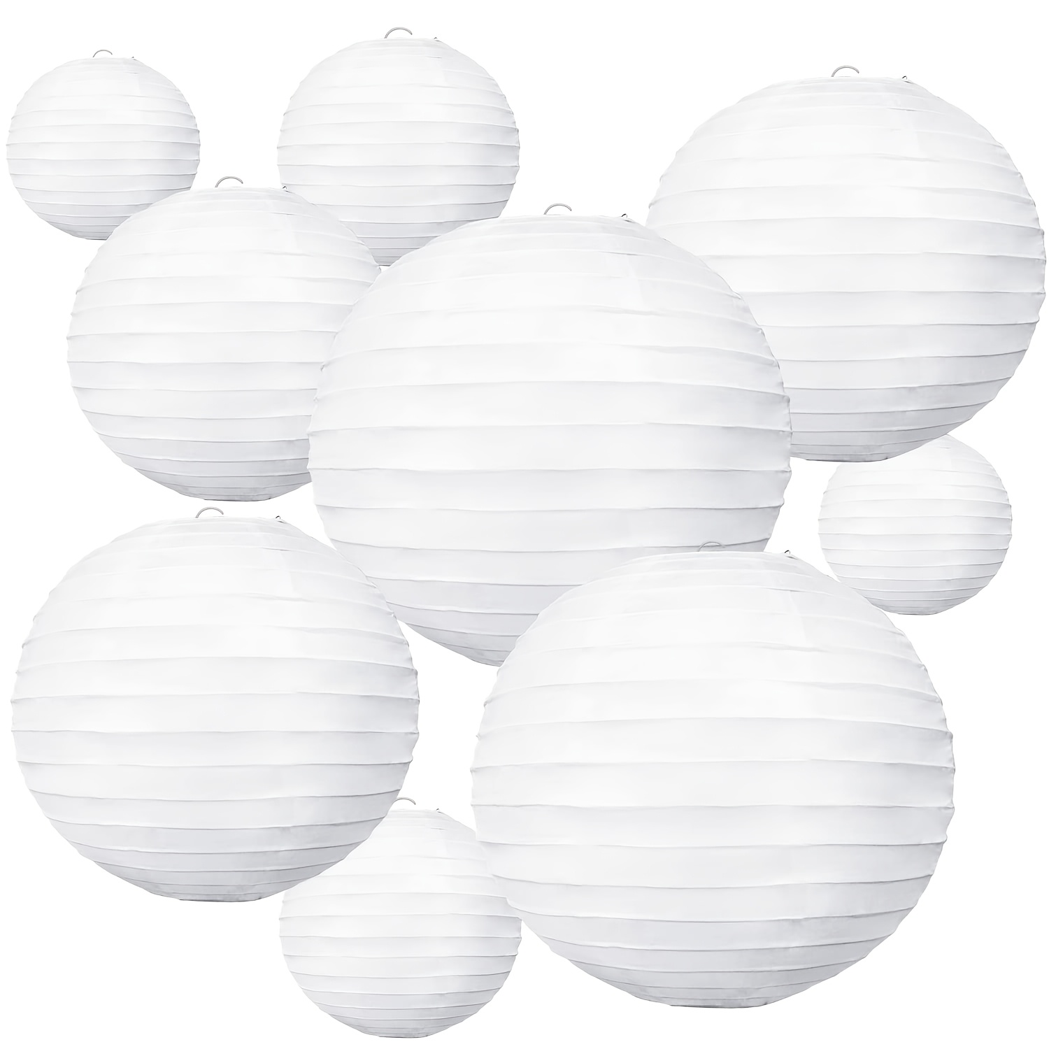 10pcs White Paper Lanterns Decorative Chinese/japanese Hanging Round Paper Lanterns Lamp For Birthday, Wedding, Christmas, Bridal, Home Decor, Party Decoration (size Of 4", 6", 8", 10")