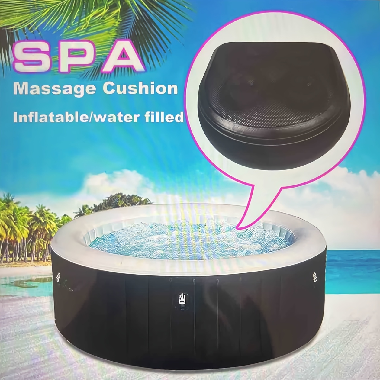 Hot Tub Seats For Adults, Accessories With Suction Cup And Mesh, Inflatable And Water-filled Dual Purpose Hot Tub Booster Seat Comfortable Soft Hot Tub Cushion Blue/black