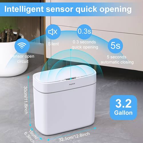 touchless infrared motion sensor trash can 3 2 gal stainless steel rectangular trash automatic for bathroom bedroom kitchen office multi use for halloween christmas