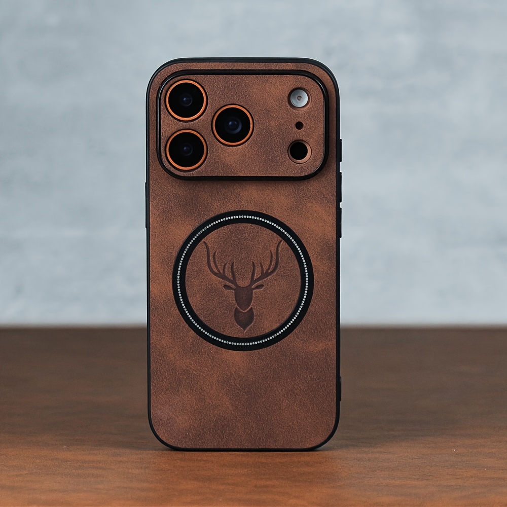 E-shop Handyhülle: Luxus Retro Kunstschaffell-Hülle kompatibel mit iPhone 17 Pro Max Air 16 15 14 13 12 11 Pro Magnetisches kabelloses Laden 17 Pro Max