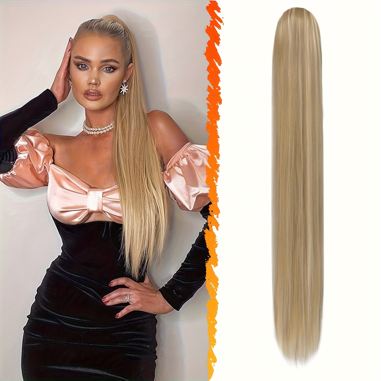 28 inch long straight ponytail extension women - Temu United  display picture 1