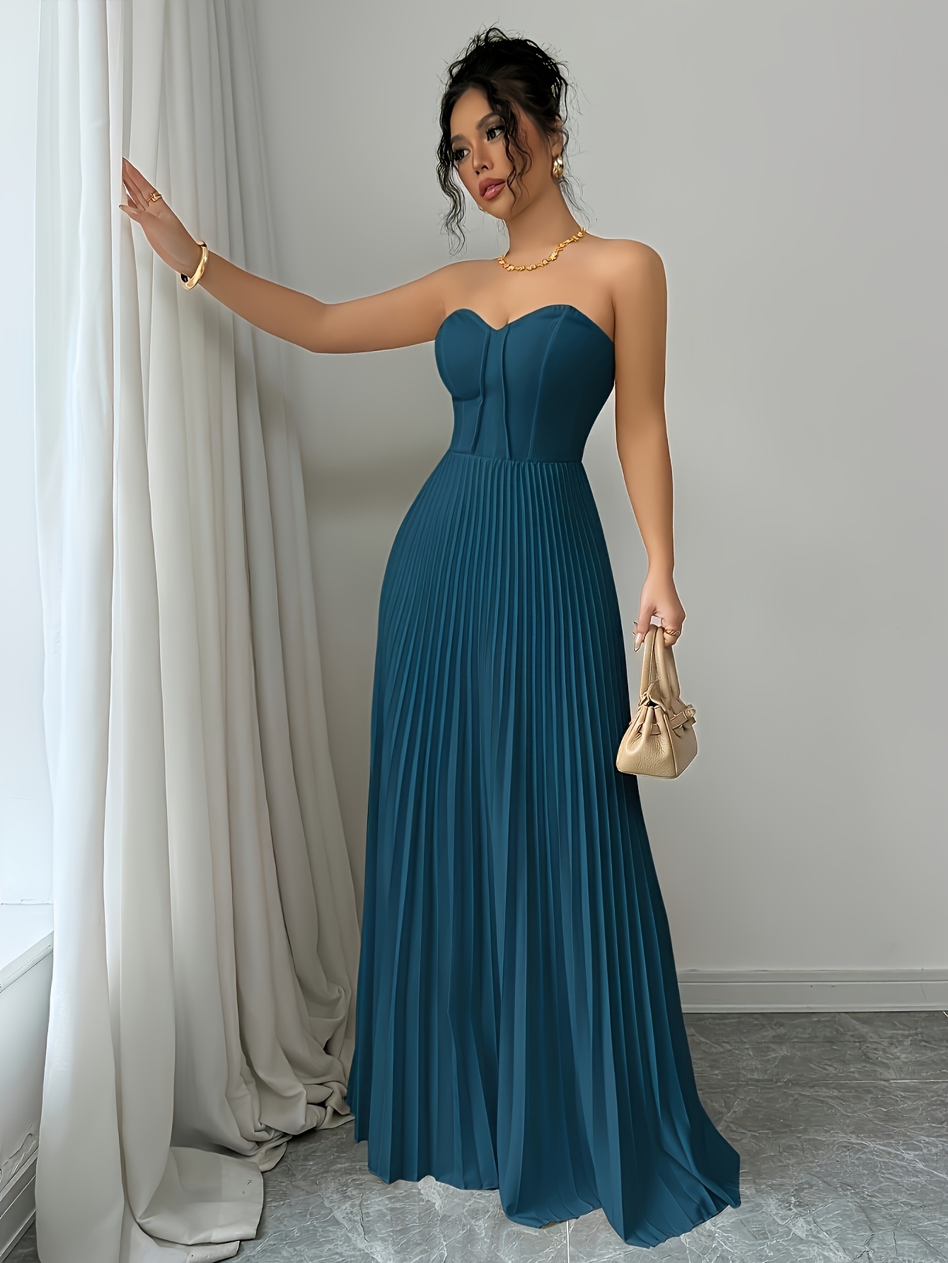 temu formal dresses long dress sold on United States * *-Fit * Embroidered Beaded