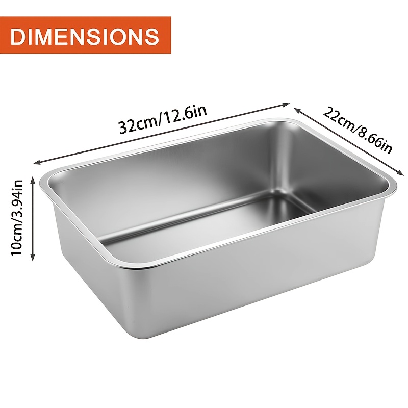 TEMU 304 Stainless Steel Extra-large Capacity Baking Pan, Buffet Food Container, Deepened, Widened, And Thickened Basin, Suitable For Baking Bread,