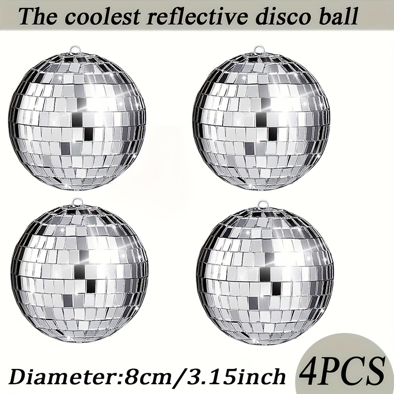 E-shop Hängende Dekoration 8 cm/3,15" Mini Disco Bälle 4 Stück Elektro-Freie Spiegel Reflektierende Bälle Tisch Party Dekoration Weihnachtsgeschenke