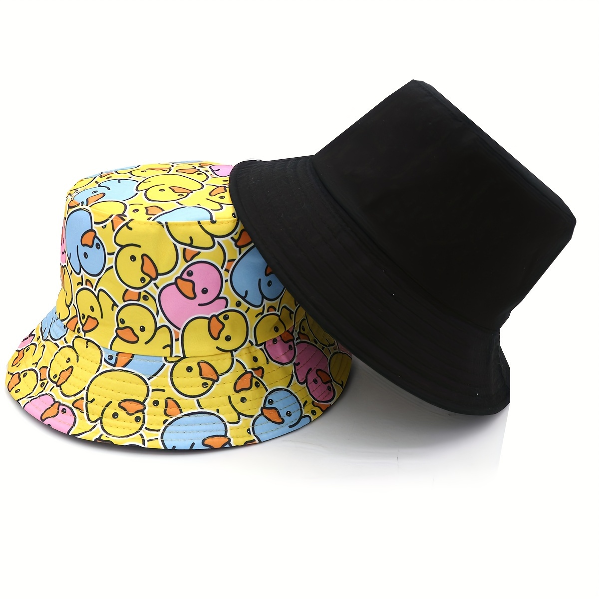 unisex cartoon duck print bucket hat lightweight polyester  display picture 2
