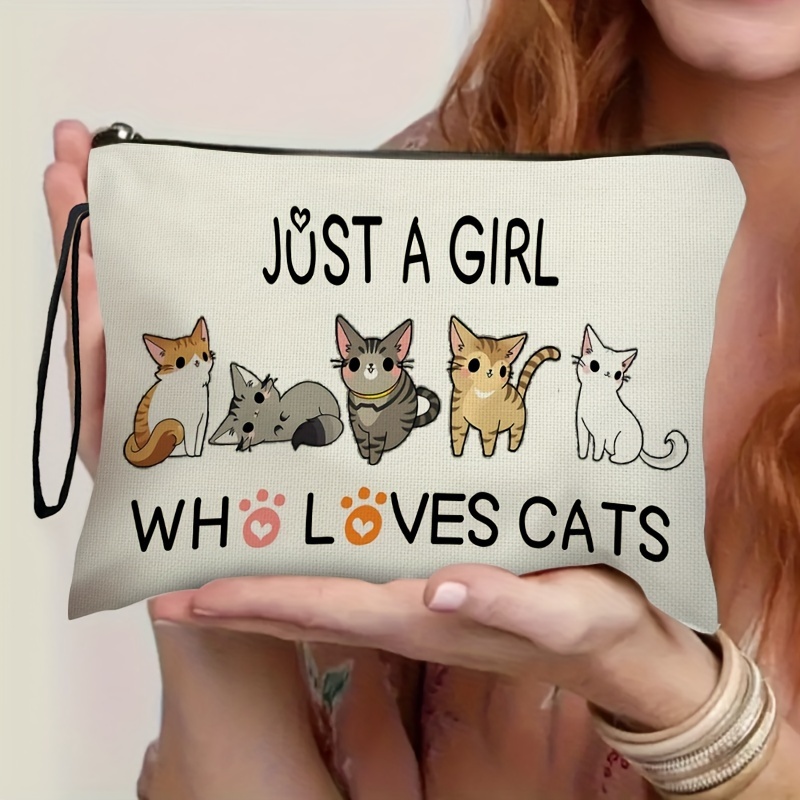 

Who Cats" Waterproof Polyester Makeup Bag - Design, Travel & Daily Use, Ideal Gift For Cat Lovers, 6.7" X 9.9