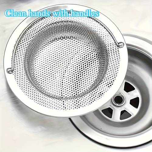 1pc stainless steel sink strainer with handle mess free mesh filter drain strainer and filter screen suitable for kitchen and bathroom sinks material easy anti clogging perfectly drains vegetable and fruit kitchen food scraps kitchen sink
