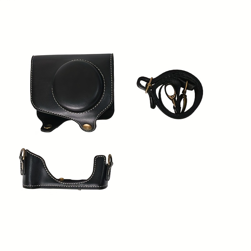  pu leather camera case for g7x g7x ii g7x iii protective camcorder bag with adjustable shoulder strap details 3