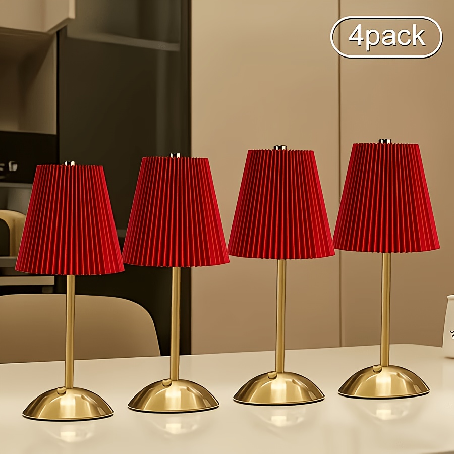 TEMU 4/2 (for 2 Or Per Lamp) Rechargeable Cordless Touch Table Lamp - Dimmable Bedside Desk With Battery, Modern Minimalist Golden Suitable For