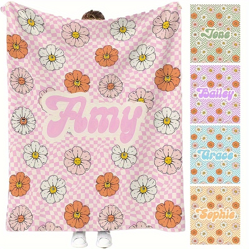 

Custom Text Flannel Blanket - Soft, Warm & Versatile | Personalized Floral Plaid Design | Ideal For Gifts, Naps, Sofa, Bed, Office, Camping | Hand Wash Only