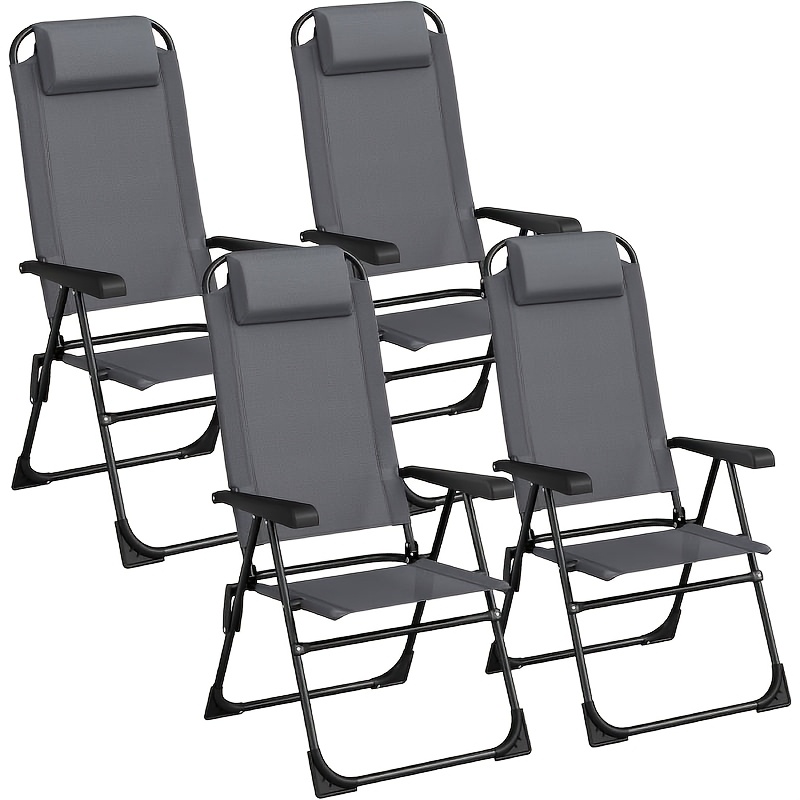 Outdoor Camping Folding Chair, Fishing Portable Chair, Garden Chair, Folding Chair With Pillow, 120kg Load Capacity, 5-level Height Adjustment