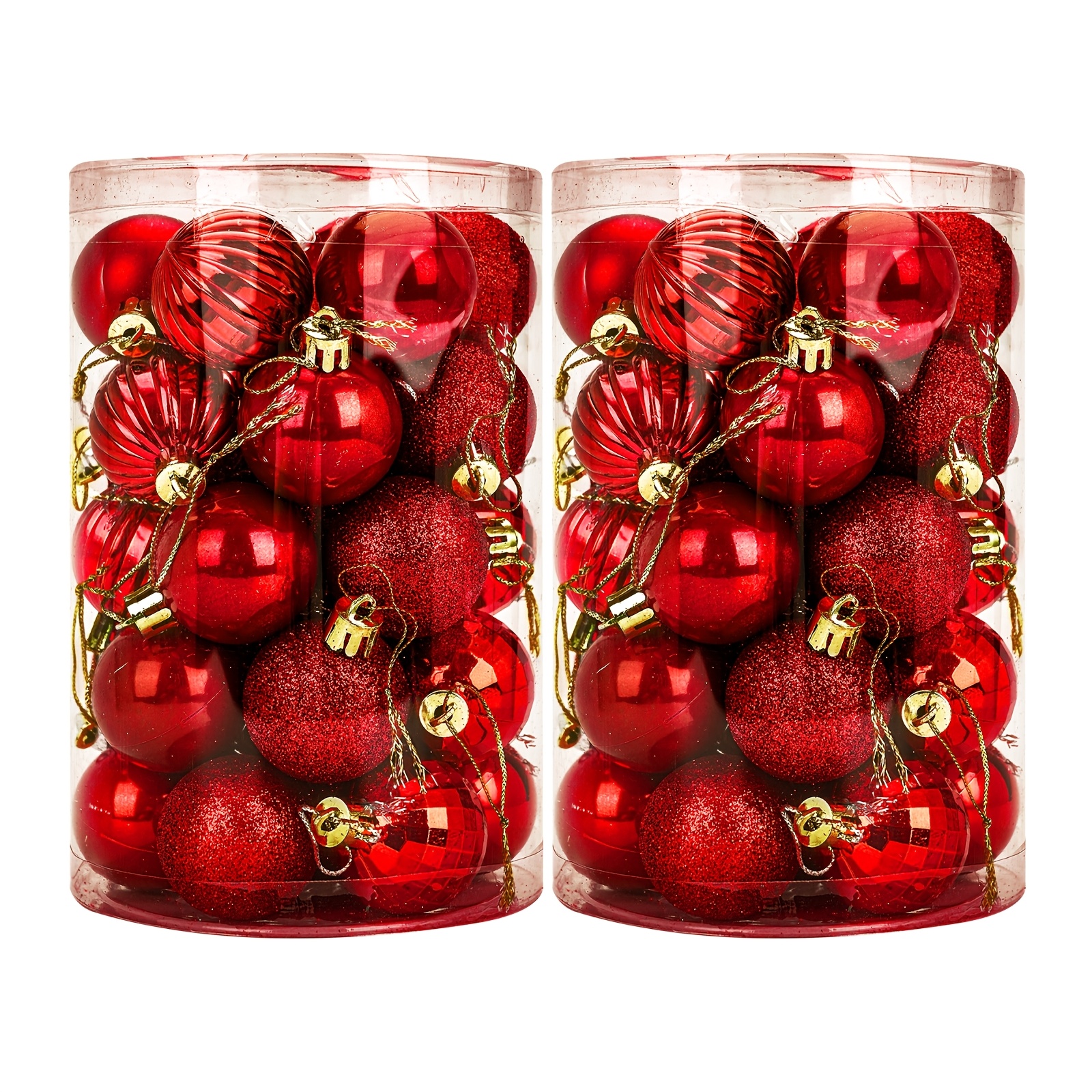TEMU Lot de 2 boîtes de 68 décorations de Noël de boules de 4 cm / 1,57 pouces, incassables et résistantes à l', décorations d'arbre de Noël,