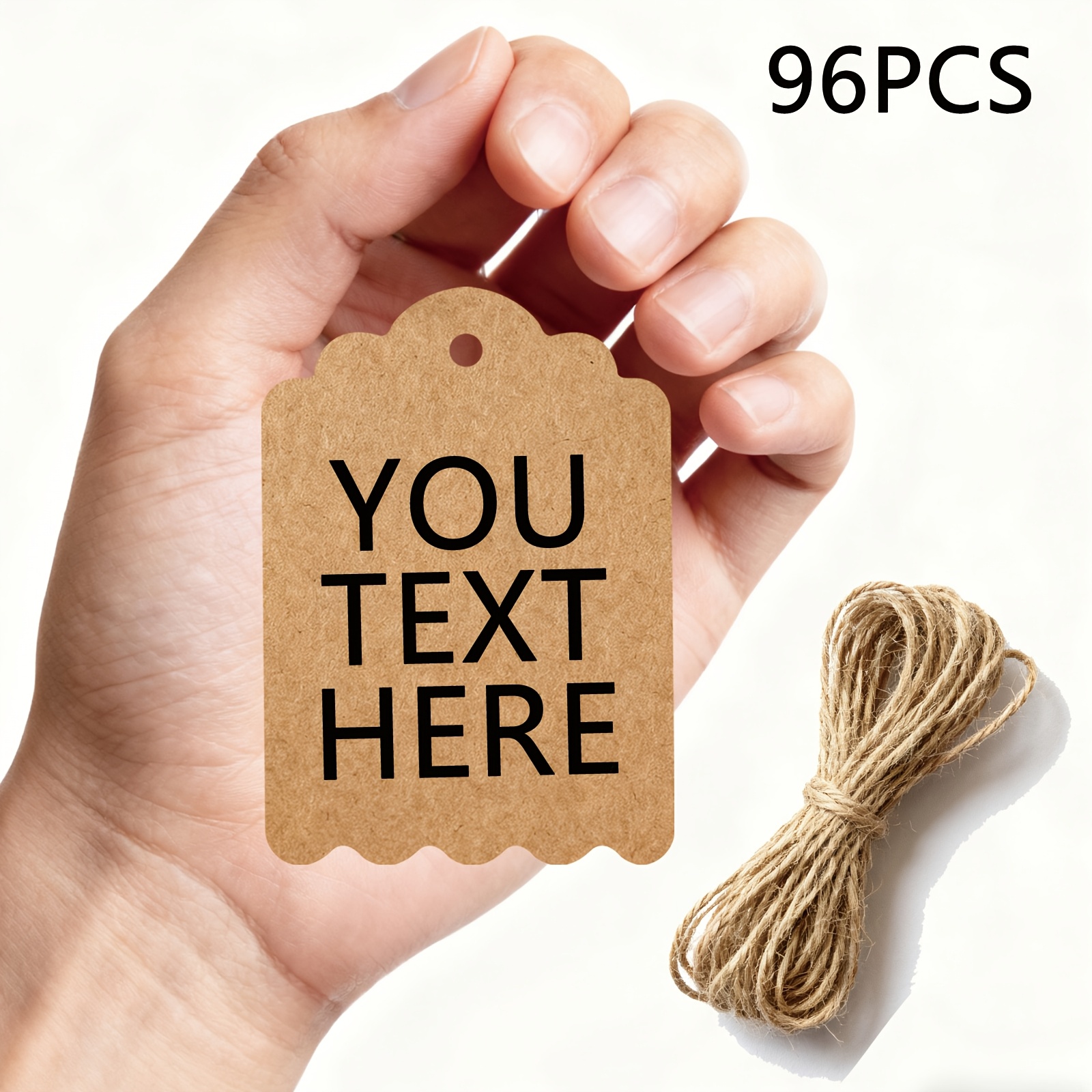 TEMU 96pcs Double-sided Paper Labels With Jute String Premium Diy Reinforced Gift Decoration Price Tags For Wedding Birthday Party Favors And