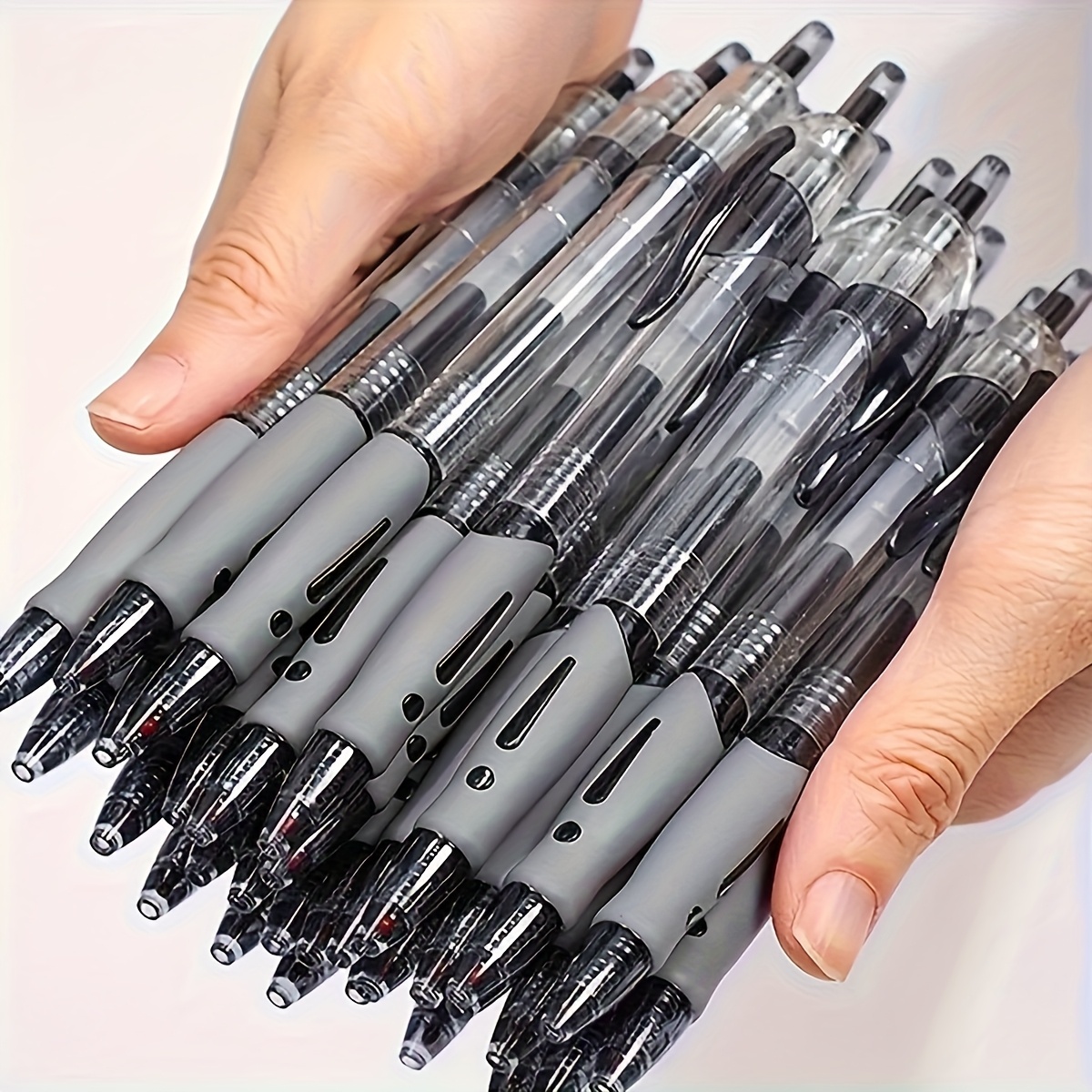 

10-pack Medium Point Retractable Ballpoint Pens, 0.5mm, Non-toxic, Large Capacity, , Sturdy Clip, Refillable For School And Office Use - Pp Material