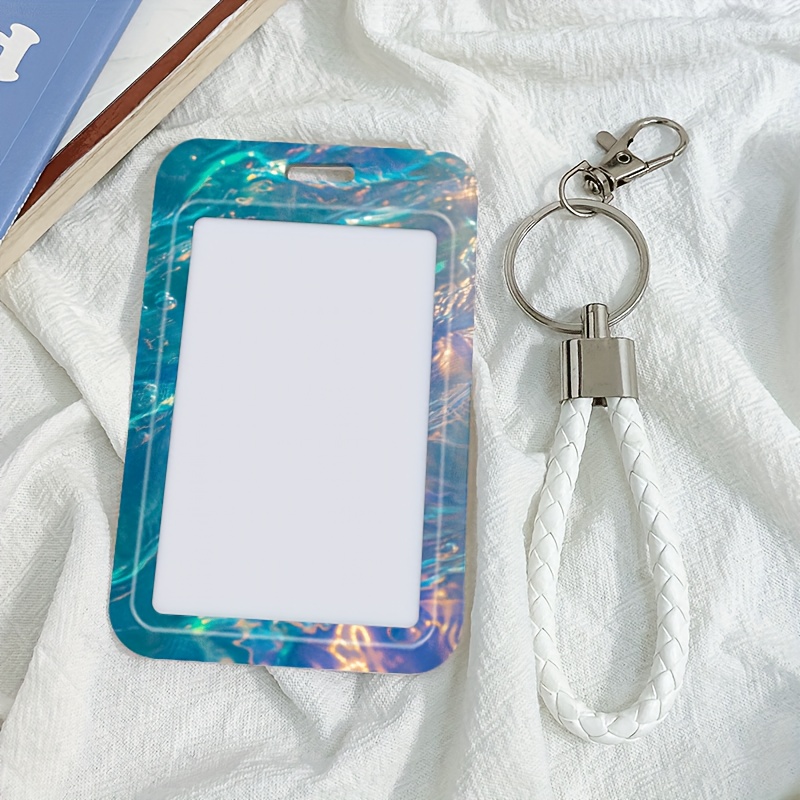 TEMU 2d Iridescent Plastic Sliding Id Card Holder With Lanyard,bus Card,credit Card,id Card, Student Id Card,employee Id Card,doctor And Nurse Card