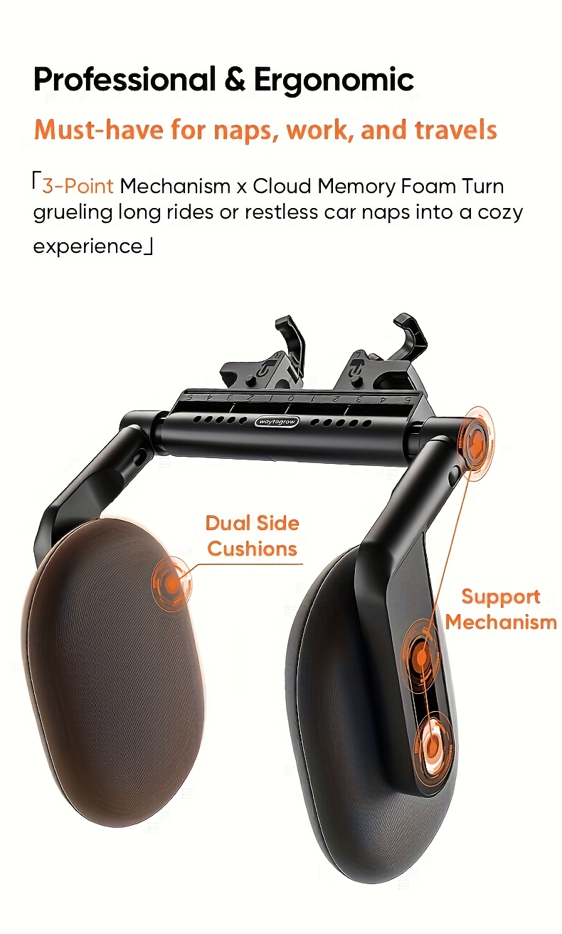 1 U-Shaped 45D Car Neck Pillow - Ergonomic Design with Three-Point Support, 360° Adjustable Breathable PU Cover, Ideal for Side Sleepers and Daily Commuting, Travel Pillow/neck Pillow, Travel Pillow/neck Pillow Airplane, Neck Cushion, Airplane Travel Accessory, Neck Travel Accessory, Neck Support Pillow