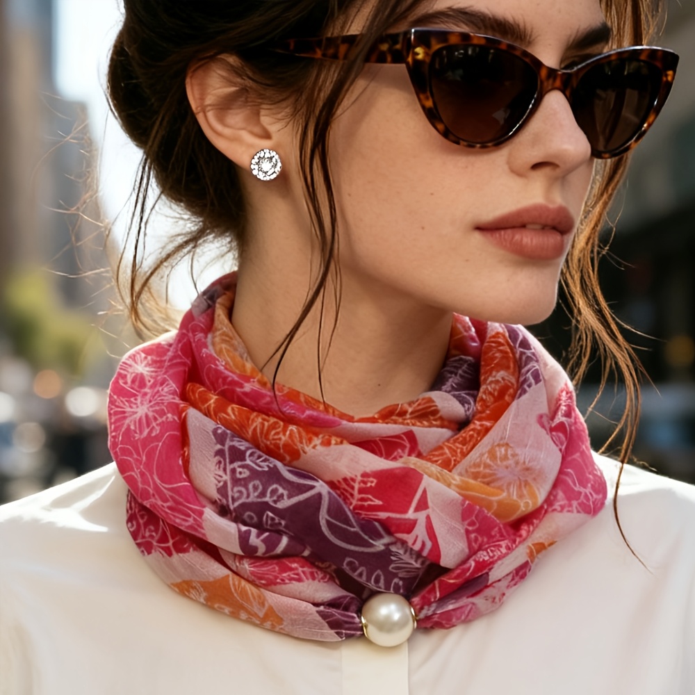 TEMU Watercolor Plant Flower Leaf Scarf, Breathable Thin Printed Small Square Towel, Gentle Women's Decorative Neck Scarf Headscarf Lightweight Soft