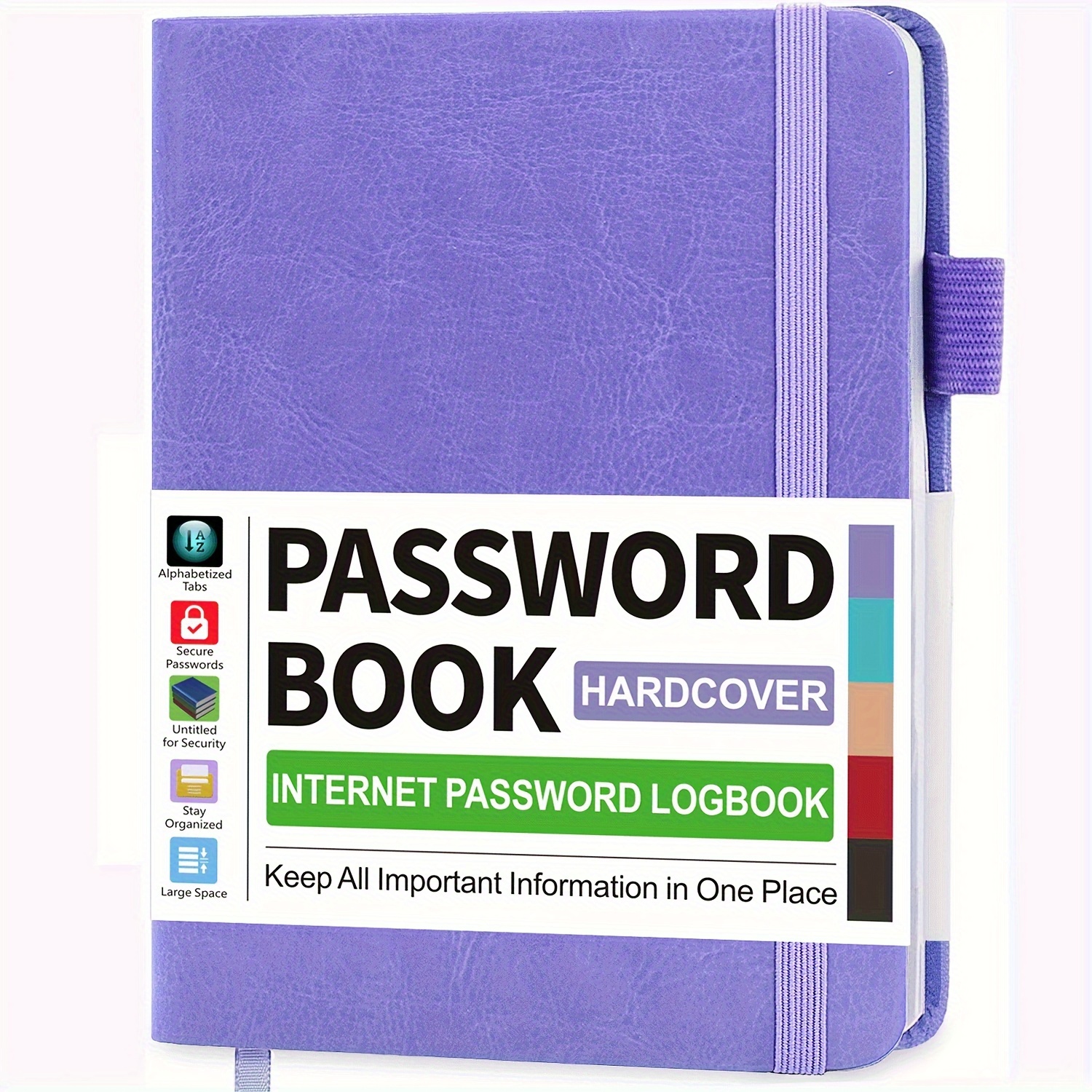 

Honfersm Secure Password Organizer With A-z Tabs - Hardcover, Thick 100gsm Paper, Portable 4.7" X 6.1" Journal For Internet Logins & Addresses