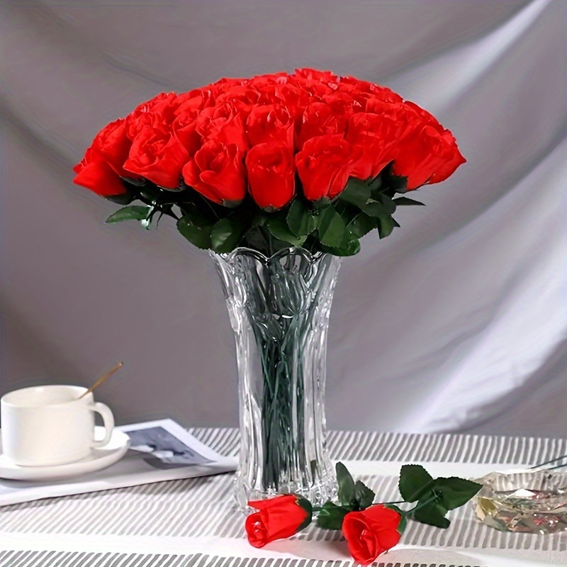 

20pcs Premium Fabric Artificial Roses - Elegant Lifelike Plastic Rose Flowers For Home Decor, Anniversary - Ideal For All , Tabletop Decorations For Room Types, Christmas, Halloween, Thanksgiving