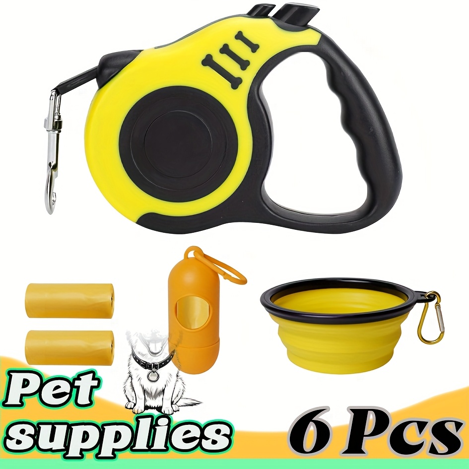 A 6pcs Pet Travel Kit Including a Pet Cleaning Set, a 5M/16.4Ft Retractable Dog Leash for Easy Control, a Dog Waste Collection Kit, Poop Bags, a Dispenser, And a Convenient Dog Bowl, Suitable for Outdoor Walks, Travel, And Hiking - Image 15