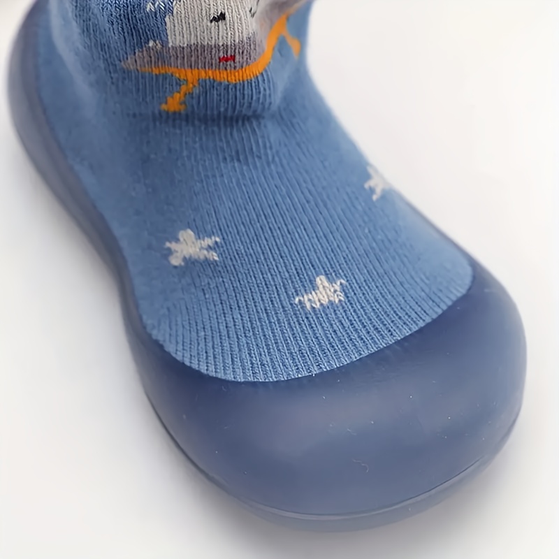 Adorable Cartoon Animal Slip-On Baby Sock Shoes - Cozy, Non-Slip Rubber Sole Walking Shoes for Newborns & Toddlers - Soft Fabric, All-Season Comfort in Blue, Yellow, Pink, & Brown, Toddler Shoes